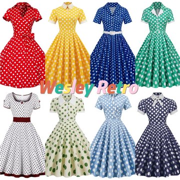 赫本氣質復古派對顯瘦年代少女感港風小眾波點年會表演舞蹈連衣裙