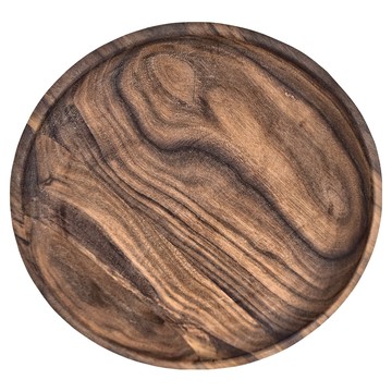 日式原木圓形餐盤 胡桃木- 實木  大(20cm)  1個