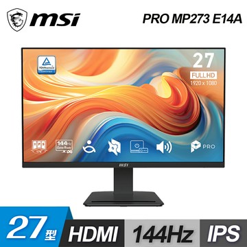 【MSI 微星】PRO MP273 E14A 27型 144Hz IPS 美型螢幕【三井3C】
