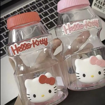 可愛水杯🎀 少女新KT貓益力多水杯女生大容量學生可愛便攜超萌高顏值塑料水杯