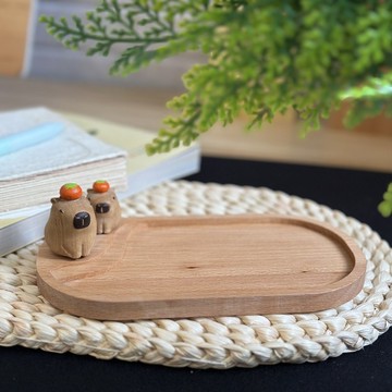 原木文具盤 水豚君收納盤 - 客製化文字