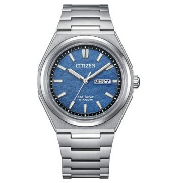 CITIZEN星辰 GENT S系列 Zenshin 超級鈦光動能腕錶/藍色 AW0130-85L-39.5mm
