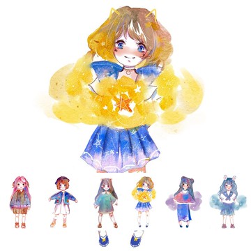 創意手繪卡通少女寬版和紙膠帶 日記手帳裝飾貼紙可撕可寫膠帶DIY