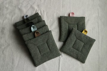 方塊杯墊 / 花綠