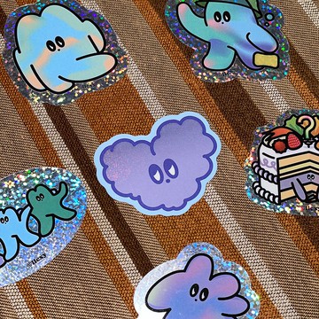 LLCXY 復古顆粒雷射貼紙