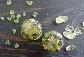 橄欖石塞耳環 0g 00g 量規黃水晶石石樹脂