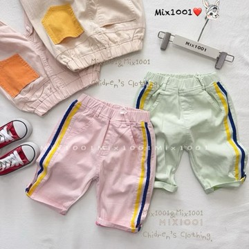 🌈✨mix1001外銷款 夏日繽紛色彩織帶褲✨兒童夏日亮色短褲19-23