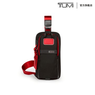 TUMI ALPHA 彈道尼龍輕巧斜背包 - 黑/紅