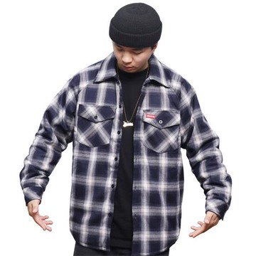 SOULSTYLE原創嘻哈墨西哥西海岸寬松奇卡諾漸變格子男士棉襯衫