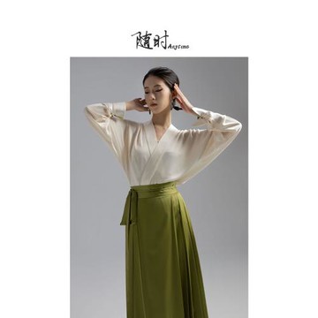 隨時anytime 清歡正品原創改良漢服女通勤馬面裙春國風新中式套裝
