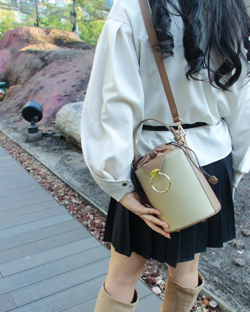 人氣王小清新Rachel Mini 迷你水筒袋長/短帶兩用純素皮革 花生醬