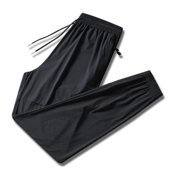 時光樹冰絲休閑褲男士夏季薄款大碼男褲九分長褲子速干運動網眼褲