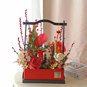 T47萬事順意新年盆花 / 過年桌花 春節提籃 開幕花禮