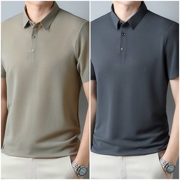 【巴黎精品】現貨+預購 夏季短袖上衣男襯衫高爾夫球衫冰絲休閒提花翻領免燙T恤-薄款男POLO衫6色a1jw3