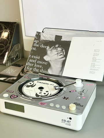 熊貓CD67復古雙向藍牙一體cd機音響光碟專輯唱片機播放器送貼紙【宜家良品百貨】