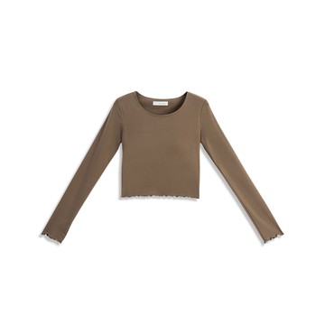 素面大U領設計長袖BRA TOP 四色售