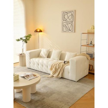 奶油風客廳三四人位大直排沙發一字型意式現代棉花糖泡芙云朵沙發