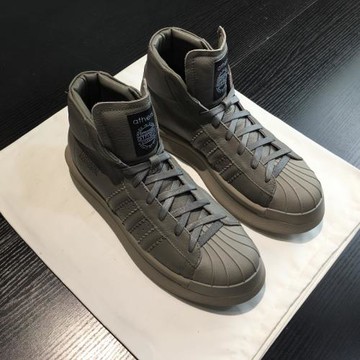 崔晉同款加絨貝殼頭厚底板鞋保暖RO男鞋情侶棉鞋橄欖綠真皮高幫鞋