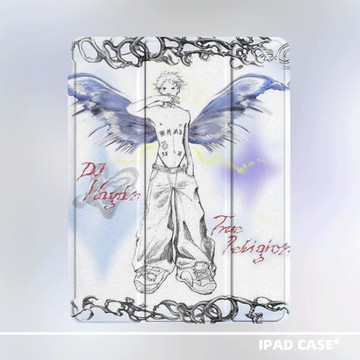 原創小眾復古藝術Y2K男孩適用2024款air6ipadpro11十代三折ipad殼防彎亞克力平板殼10.2寸air4/5mini6帶筆槽