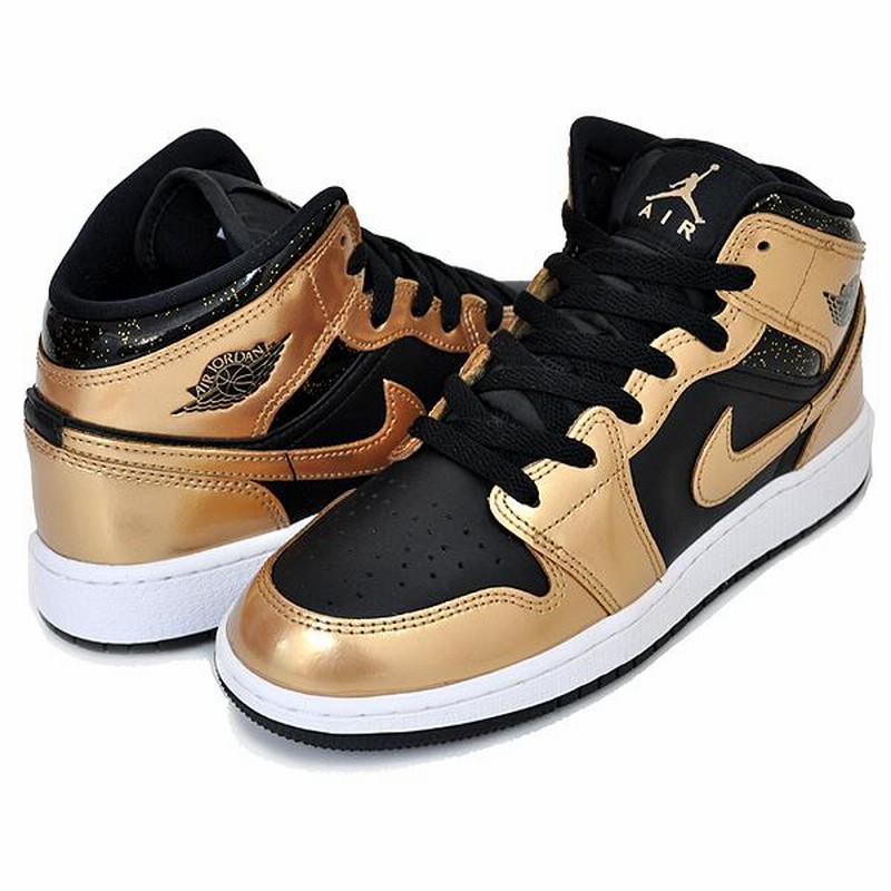 NIKE JORDAN 1 MID SE(GS) black/metallic gold-white dr6967-071 