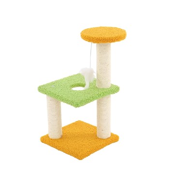寵物星樂園 寵物多功能劍麻貓抓柱 綠色 耐磨劍麻材質 多層跳台設計  40 x 20cm  1個