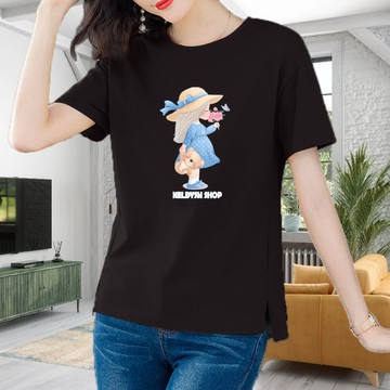 臺階貨物 微胖女生上衣夏裝新款大碼上衣牛奶絲短袖上衣韓版寬鬆顯瘦女裝 短袖衣服 女生t恤 圓領T恤 JCL112