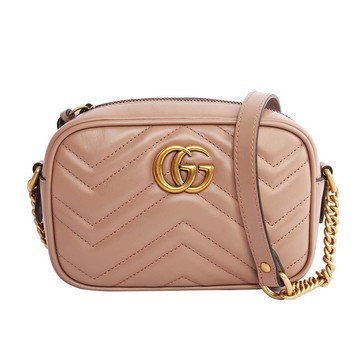 Gucci Marmont mini款方型側背鍊包(藕粉)