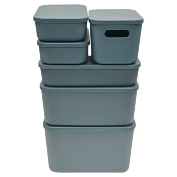 FAmILyLIFE 生活 撞色系可疊加 附蓋防塵卡扣收納盒  防塵收納盒小(25.5 x 18 x 8cm) + 防塵收納盒大(36 x 25.5 x 8cm) + 可提收納盒小(25 x 18 x 16cm) + 可提收納盒中(36 x 25.5 x 16) + 可提收納盒大