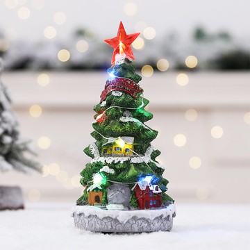圣誕節樹脂圣誕樹亮燈擺件商場櫥窗酒吧裝飾禮品擺設兒童生日禮物