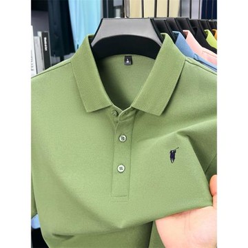 【奧萊品牌折扣】保羅短袖T恤男冰絲棉短袖T恤男polo衫大牌三粒扣