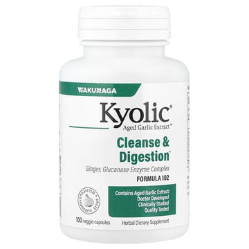 Kyolic, 陳蒜提取物™，清潔和消化，配方 102，100 粒素食膠囊