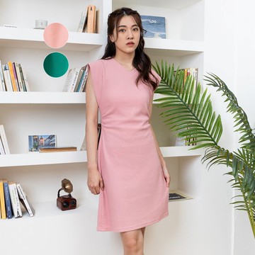 【MEDUSA】紋理抓褶闊肩小洋裝-2色(M-XL) | 短洋裝 休閒洋裝