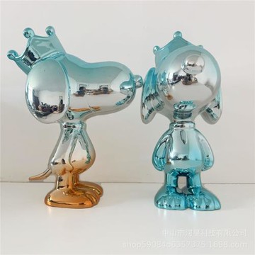 電視柜入戶擺件史努比公仔潮玩雕塑喬遷擺件樹脂電鍍工藝家居裝飾