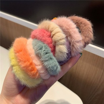 韓國秋冬溫暖仿水貂發圈百搭彩色毛絨發繩丸子頭皮筋網紅發飾頭飾