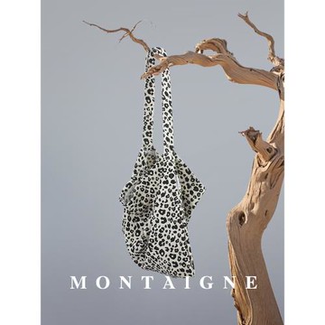 法國Montaigne/蒙田慵懶風碎花豹紋小眾通勤大容量單肩韓系帆布包