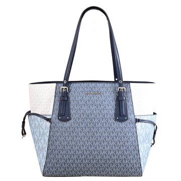 MICHAEL KORS VOYAGER 金屬LOGO細閃印花托特包.藍