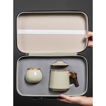 (免運)汝窯茶杯辦公杯家用個人專用茶水分離陶瓷茶具泡茶杯子新年送禮物