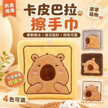 徐太太🌸【現貨隔日達】『3件-20元』卡皮巴拉擦手巾｜懶萌療癒系必收｜雙面珊瑚絨吸水力爆棚｜掛勾設計秒乾不發霉｜大面積｜