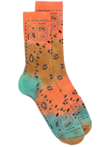 Alanui - Bandana printed tie-dye socks - men - Cotton/Polyamide/Elastane - One Size - Orange