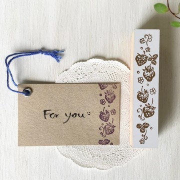 橡膠印章【圓滾滾鈴鐺草莓直線印章】