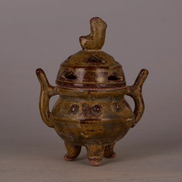 宋 越窯茶葉末雙耳狗頭香爐 仿古舊貨景德鎮瓷器收藏家居裝飾擺件