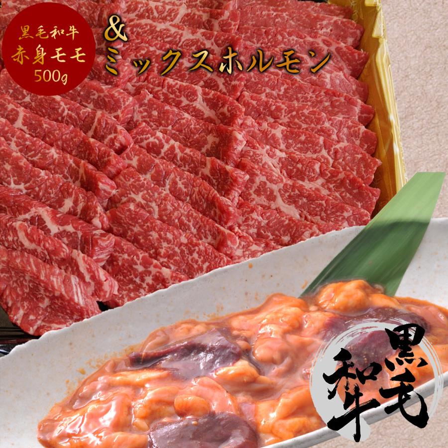 焼肉 モモ肉 タレ付き 500g 5人前 〜 6人前 ミックスホルモン300g セット