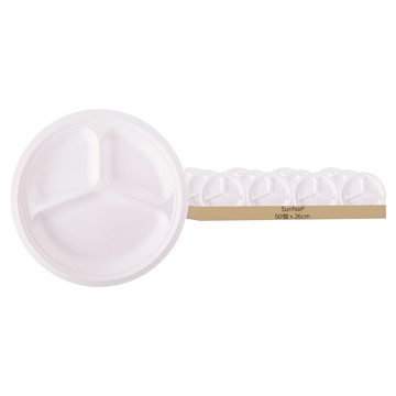 SunNaP 紙塑10吋3格盤 台灣製 防水防油可微波  50個  1組