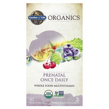 Garden of Life, Organics，每日一次，產前全食物多維生素，30 片素食片