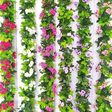 【臺灣出貨】仿真玫瑰花藤假花藤條客廳空調管道遮擋裝飾吊頂藤蔓塑料植物纏繞039C