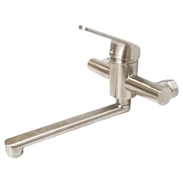 304不鏽鋼經典型廚房龍頭 台灣製造 日本陶瓷芯 出水管可360度旋轉  龍頭(26 x 19.8 x 14.6cm) + 開關彎頭(7 x 6.7cm)  1組