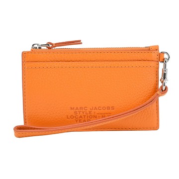 MARC JACOBS THE LEATHER ZIP壓印LOGO拉鍊鑰匙圈卡片夾/零錢包-亮橘_廠商直送