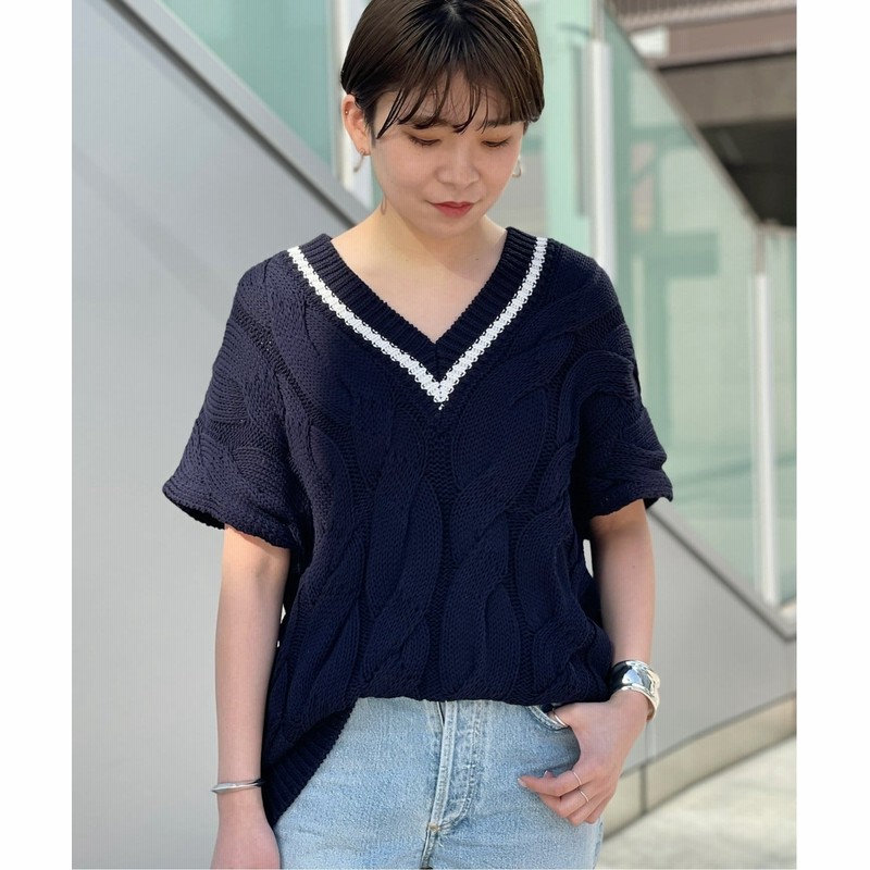 レディース エーピーストゥディオ ケーブルニットベスト ネイビー フリー 通販 Lineポイント最大1 0 Get Lineショッピング
