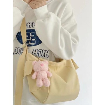 尼龍防水大容量帆布包包女夏潮ins日系百搭餃子包學生上課斜挎包