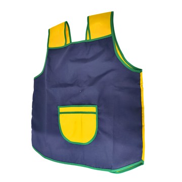 雙線口袋型質感輕便圍兜 純棉+聚酯纖維  深藍拼色  1件